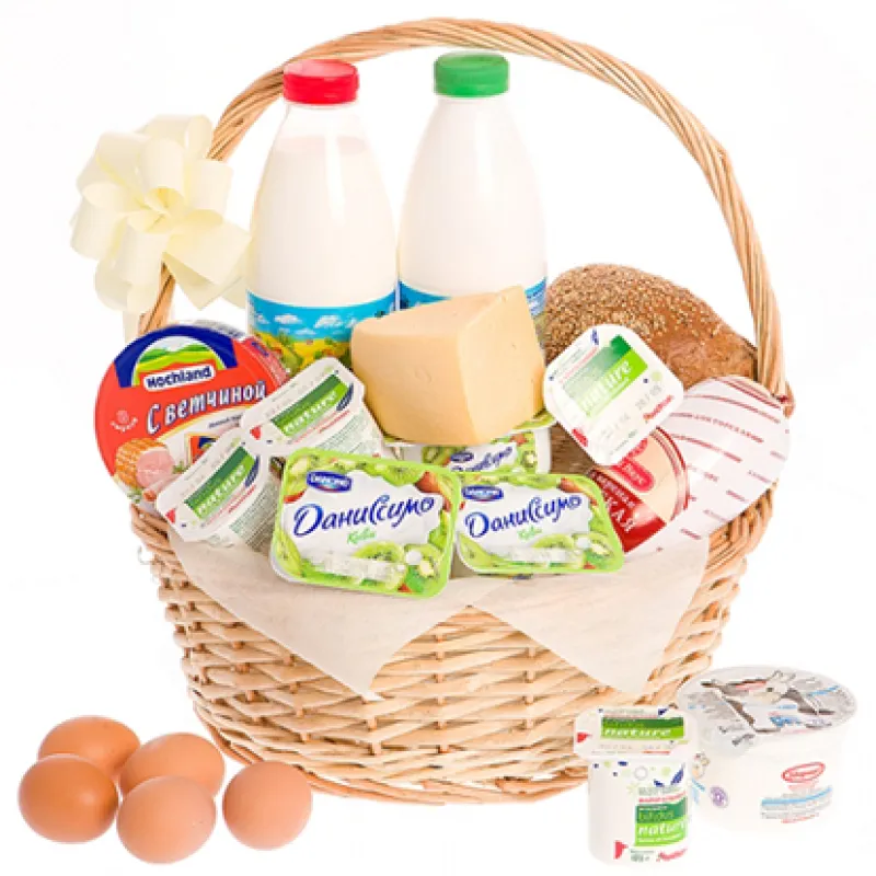 Корзинка свежих продуктов с хлебом и молоком, доставка Бугульма